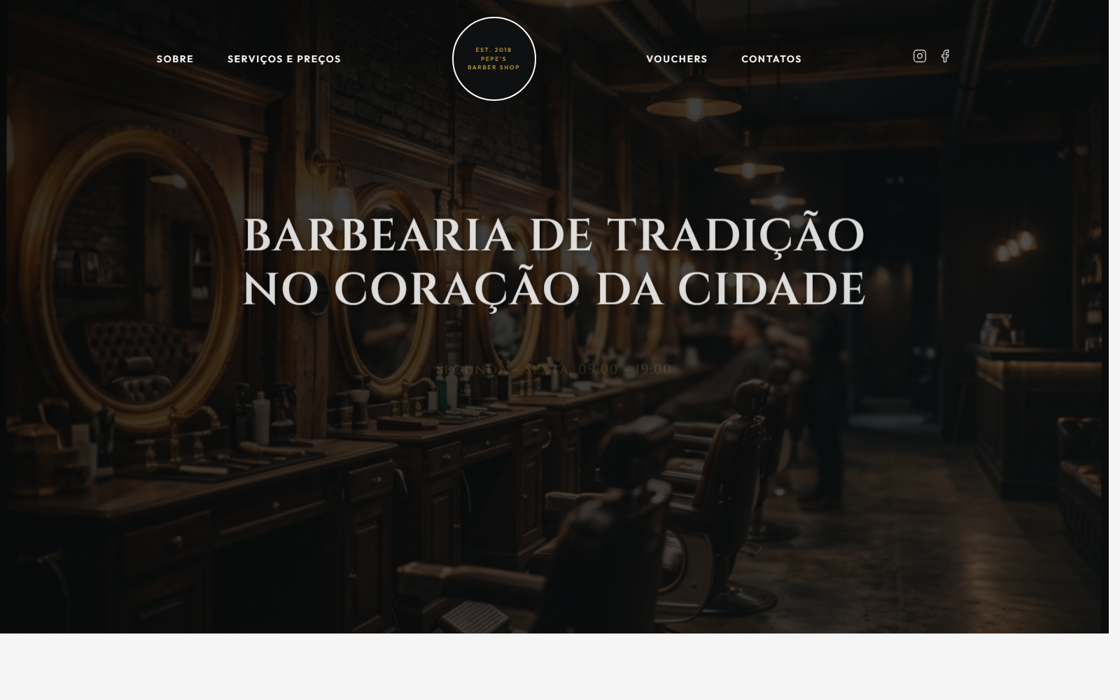 First view do projeto Pepe's Barber Shop